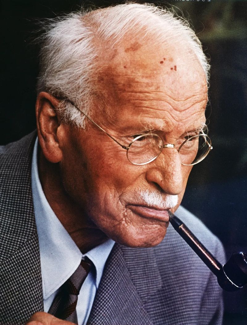 Carl Gustav Jung with pipe — colorized portrait